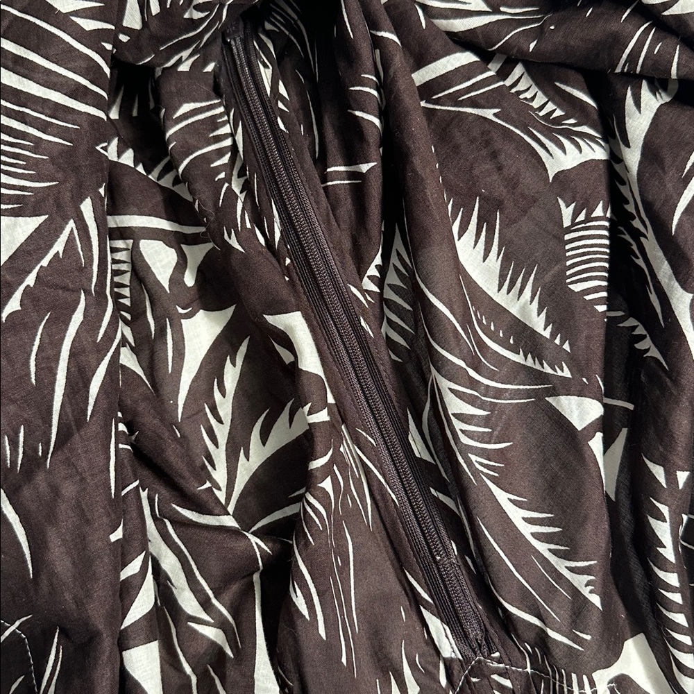 Tory Burch Beach Tunic Brown Palm Fronds Tropical Flamingo Size 6 Sequins - Picture 8 of 12